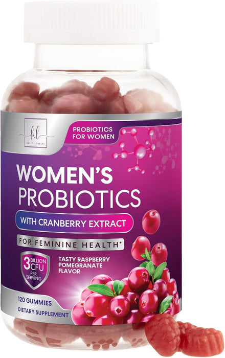 Hello Lovely! Probiotics for Women - Multi Strain Womens Probiotic Gummy w/Cranberry for Vaginal, Digestive, pH & Immune Health Support, 3 Billion CFU Prebiotic & Probiotic Supplement