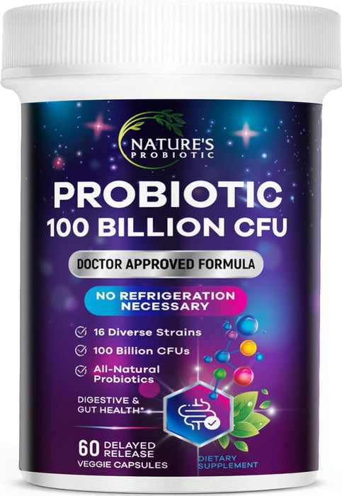 Probiotic Pills 100 Billion CFU Prebiotics, Acidophilus Probiotics Supports Immune System Digestive Health, Supports Occasional Constipation & Bloating, Daily Supplement for Women & Men