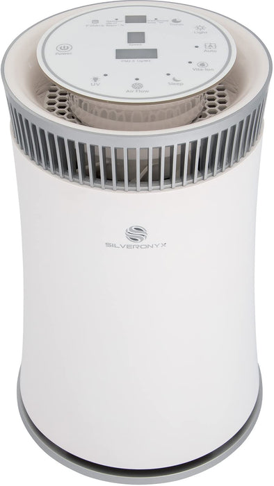 Air Purifier for Home Large Room – Covers Up to 500 Sq Ft, 5-in-1 HEPA Filter System for Allergies, Pets, Smoke, Remove Dust & Odor – Quiet Sleep Mode, High Filtration Efficiency – SILVERONYX, White