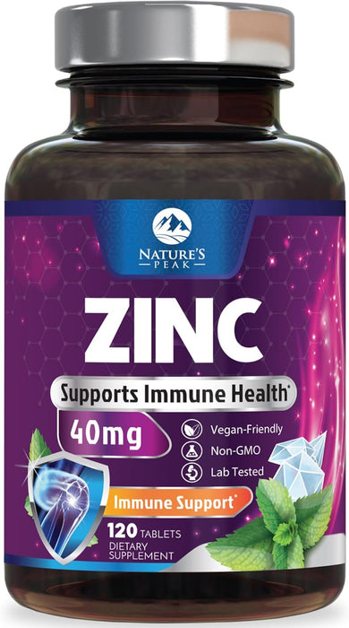 Zinc Supplement 40mg - Immune Support for Women & Men - High Potency Antioxidant, Chelated for Superior Absorption, Dietary Supplement Vitamin for Immune Health Support