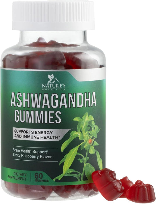 Ashwagandha Gummies for Women & Men - 3000mg Equivalent, Best Ashwagandha Supplement for Natural Stress Support, Energy & Immune Support, Vegan Ashwa Root Extract Supplements Calm Gummy - 60 Count