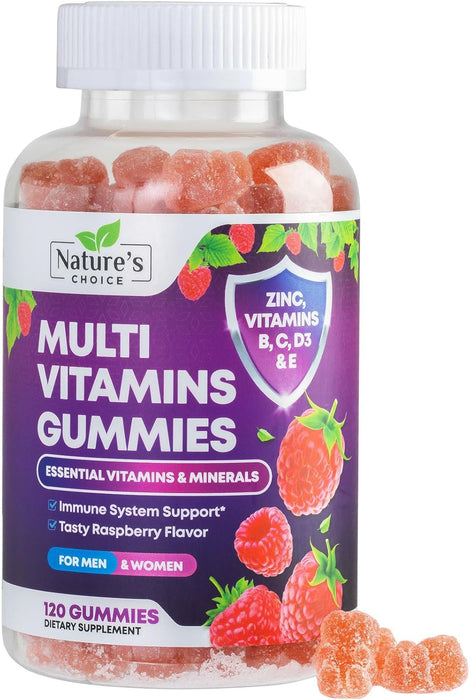 Multivitamin Gummies - Nature's Daily Gummy Multivitamins for Adults, Women & Men with Vitamins A, C, E, B6, B12, and Minerals - Natural Multi Vitamin Supplement, Non-GMO, Berry Flavor - 120 Gummies