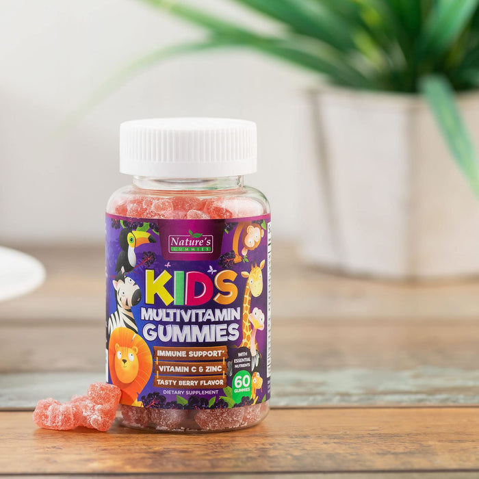 Multivitamin for Kids Gummies with Vitamin C, D3 & Zinc for Children's Immune Support - Chewable, Daily Kids Multi Vitamin Gummy, Non-GMO, Gluten Free, Natural Strawberry Flavor - 60 Gummies