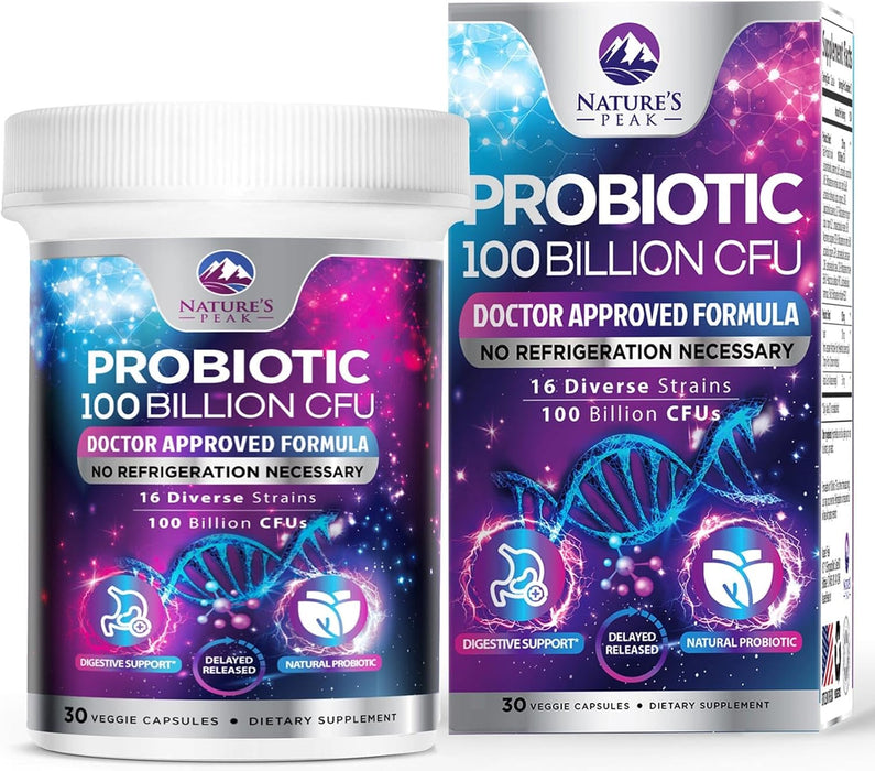 Probiotics 100 Billion CFU Supplement - 16 Strains + Natural Prebiotics - Digestive Health, Gut & Immune Support for Women & Men - Supports Occasional Constipation, Gas & Bloating