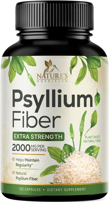Nature's Nutrition - Psyllium Husk Capsules 1500mg, Non-GMO Gluten Free Digestive Support Natural Fiber Supplement