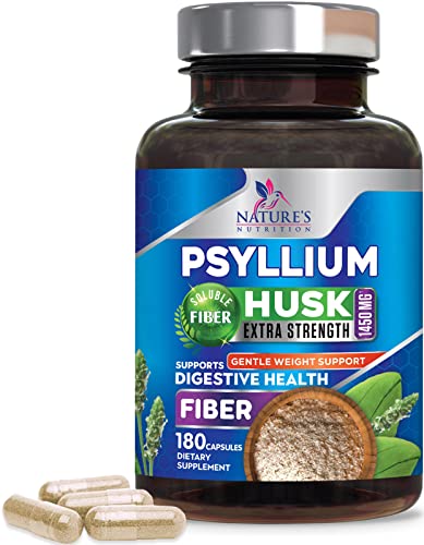 Nature's Nutrition - Psyllium Husk Capsules 1450mg, Non-GMO Gluten Free Digestive Support Natural Fiber Supplement