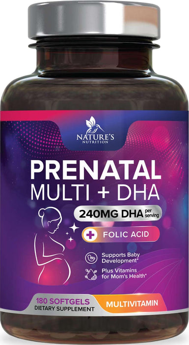Prenatal Vitamins with Folic Acid & DHA – 180 Softgels