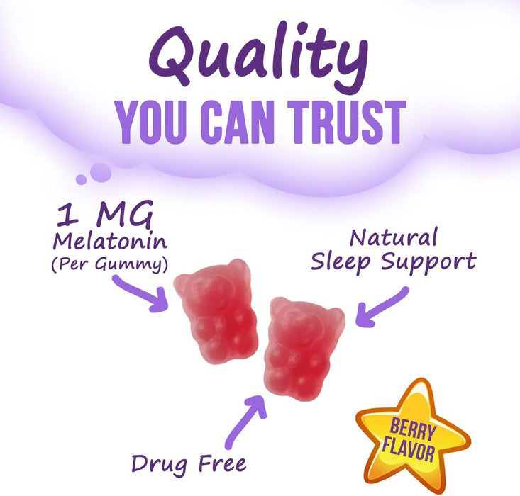 Kids Sleep Gummies, 2mg Melatonin, Nature's Effective & Drug-Free Restful Sleep Support Supplement, Childrens Melatonin Gummy for Ages 4 & Up, Vegan, Non-GMO, Natural Color & Berry Flavor - 60 Gummies