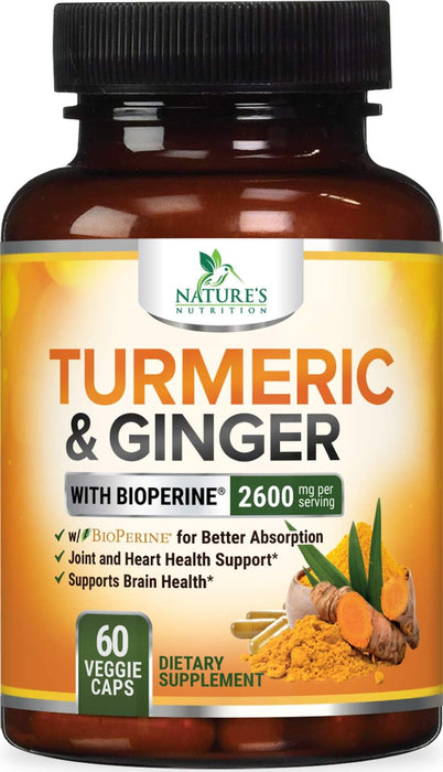 Turmeric Curcumin 2600mg with Organic Ginger & Turmeric – 60 Capsules