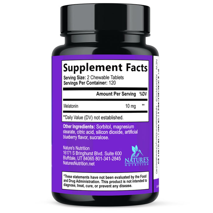 Fast Dissolve Melatonin 10mg - Berry Flavored - 240 Chewable Tablets