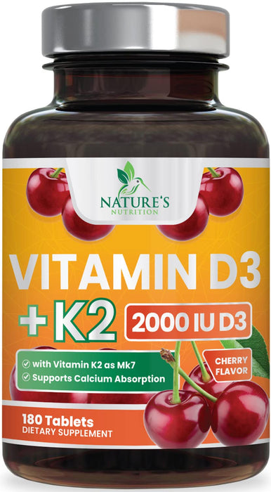 Vitamin D3 K2 2000 IU + with K2 (MK-7) 75 mcg – 180 Tablets