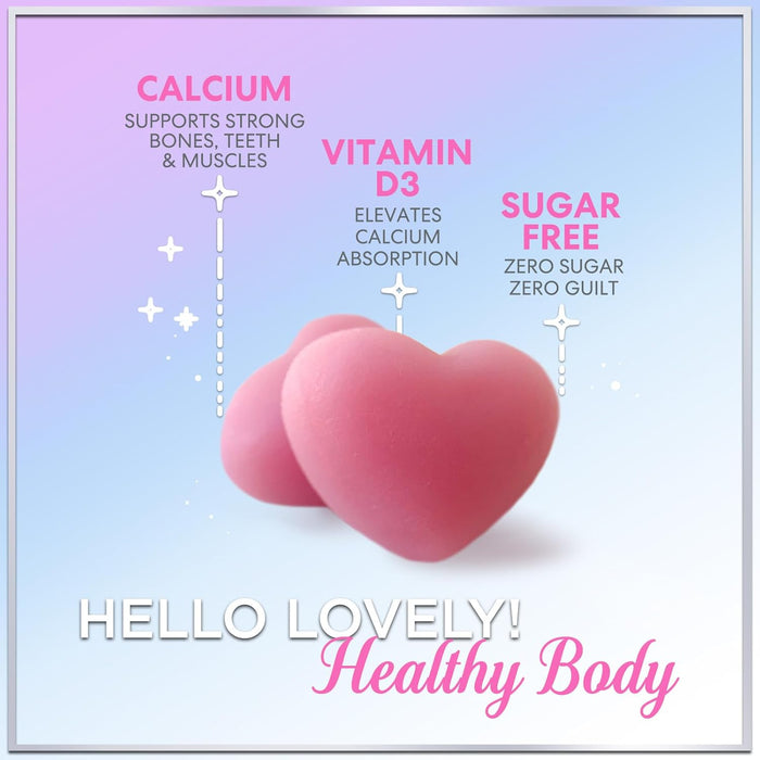 Calcium Supplement Gummy for Women & Men - Sugar Free Calcium with Vitamin D3, Bone Health & Immune Support, Supports Teeth & Bone Strength, Vitamin Calcium Chews, Non-GMO - 60 Gummies