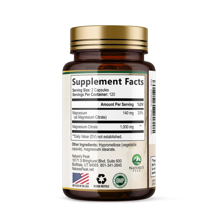 Magnesium Citrate 1000mg – 240 Capsules