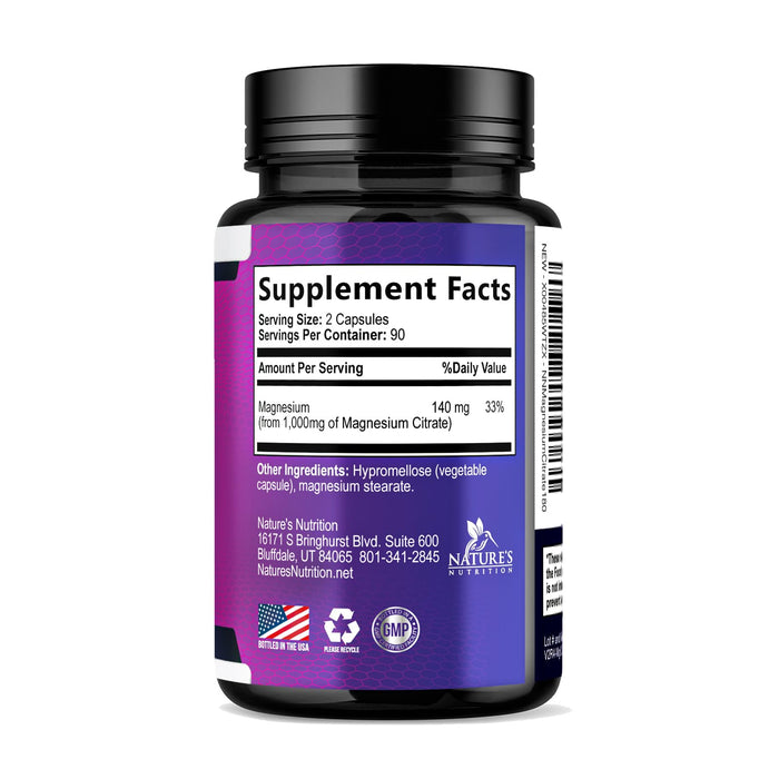 Magnesium Citrate 1000 mg for Absorption – 180 Capsules