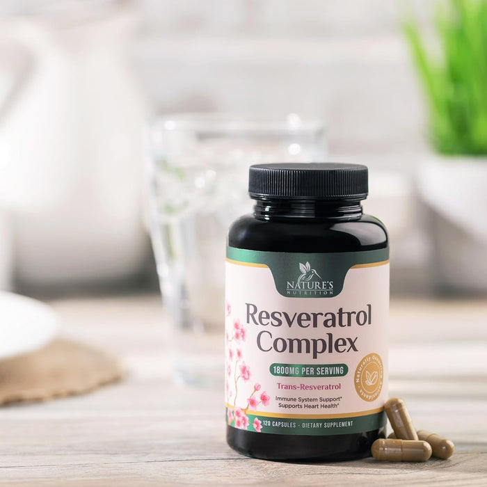 Resveratrol 1800mg Per Serving - Potent Antioxidants for Immune Support - Extra Strength Trans-Resveratrol Supplement Supports Healthy Aging & Heart Health - from Natural Polygonum Root