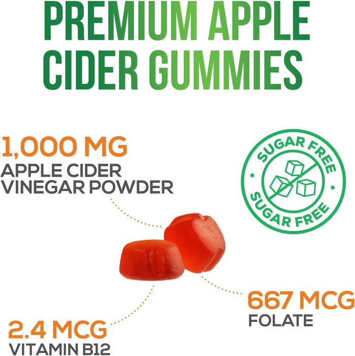 Vegan Apple Cider Vinegar Gummies | 120 Count | ACV Supplement, Advanced Weight Loss, Belly Fat Burn, Detox & Cleanse, Natural Apple Flavor, Non-GMO, Gluten Free Gummy for Adults