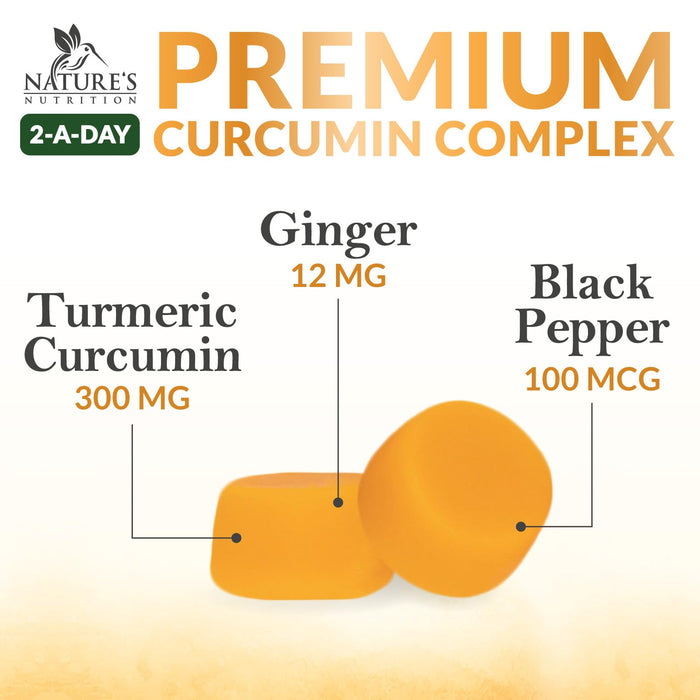 Turmeric Gummies with Black Pepper & Ginger for Best Absorption, 95% Curcuminoids Tumeric Curcumin Gummy, Nature's Herbal Extract Joint Support Supplement, Vegan Non-GMO, Peach Flavor - 120 Gummies