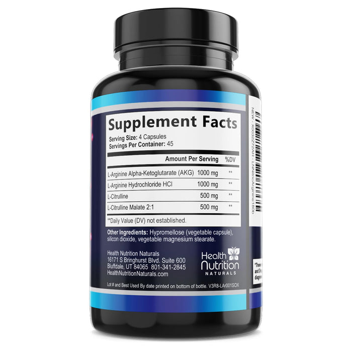 Nitric Oxide Formula with L-Arginine + Citrulline – 180 Capsules
