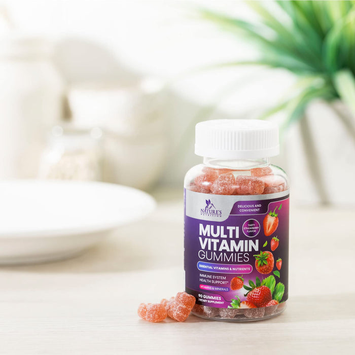 Multivitamin Gummies for Adults, Daily Gummy Vitamins & Minerals for Women & Men, Immune Support Gummy Multivitamins Supplement, Adult Multi VIT Vitamin with Vitamins A, C, D, B12, Zinc - 90 Gummies