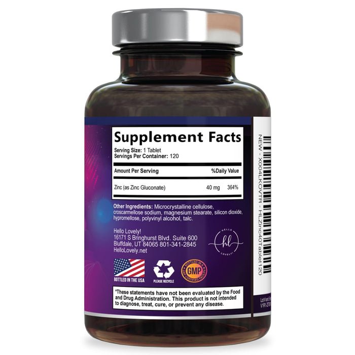 Zinc – 40mg – 120 Tablets