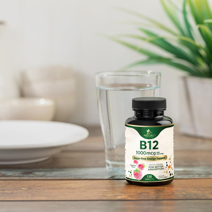 Vitamin B 12 Complex Supplement 1,000 mcg - Fast Dissolve Chewable for Energy & Nervous System Health Support - Maximum Strength Dietary Supports for Women & Men - B12 Vitamins