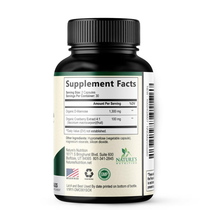 D-Mannose 1,350 mg with Cranberry & Hibiscus – 60 Capsules