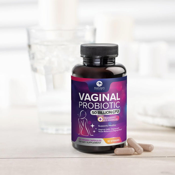 Vaginal Probiotics for Women pH Balance with Prebiotics, 50 Billion CFU, 10 Probiotic Strains, Cranberry, D-Mannose & XOS - Healthy Vaginal Odor & Flora, UT & Feminine Digestive Health