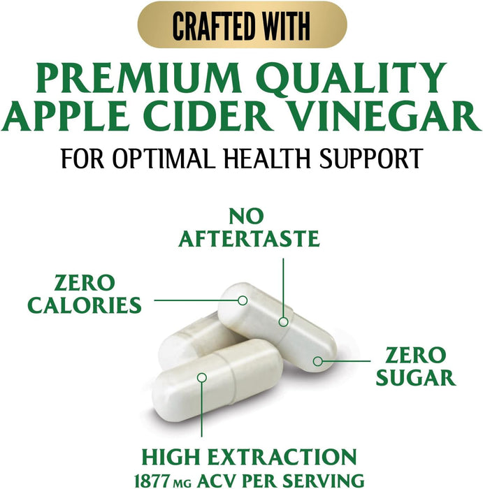 Apple Cider Vinegar Capsules - Extra Strength ACV Supplement with Vitamin D3 & Zinc for Energy, Digestion & Immune Support Balance - Non-GMO, Gluten-Free ACV Pills for Detox & Cleanse