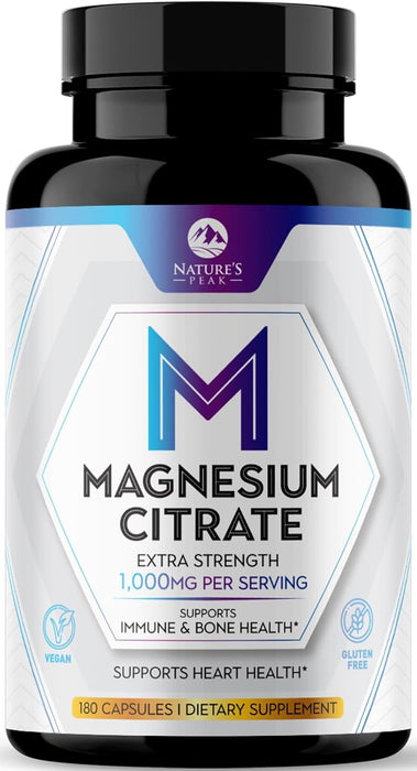 Magnesium Supplement 1000mg - Extra Strength Magnesium Complex for Muscle, Nerve, Bone & Heart Health Support - High Absorption Magnesium Citrate 500mg Capsules