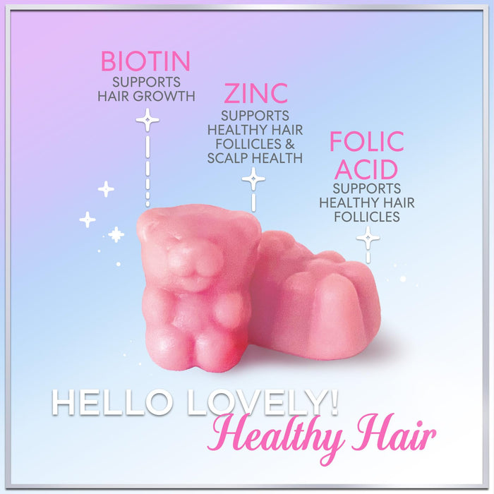 Hair Vitamins Gummies - Biotin 5000 mcg with Vitamin E, C & Zinc, Hair Growth Vitamins for Women & Men - Stronger, Beautiful Hair, Skin & Nails Supplement, Non-GMO & Gluten-Free - 120 Gummy Bears