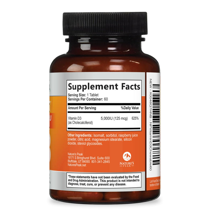 Vitamin D3 5000iu (125 mcg) – 60 Chewable Tablets