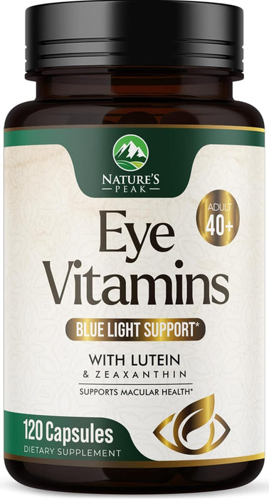 Nature's Peak NP - Eye Vitamins with Lutein, Zeaxanthin, Bilberry & Zinc, Supports Eye Strain, Vision Health & Dryness for Adults with Vitamins C & E, Non-GMO