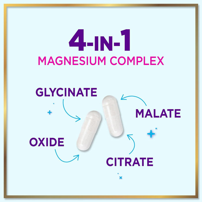 Magnesium Complex 500 mg - Best Blend of Glycinate, Citrate, Malate & Oxide - Supports Sleep, Muscle, Bone & Heart Health - High Absorption, Chelated Magnesium Mineral Supplement - 60 Capsules