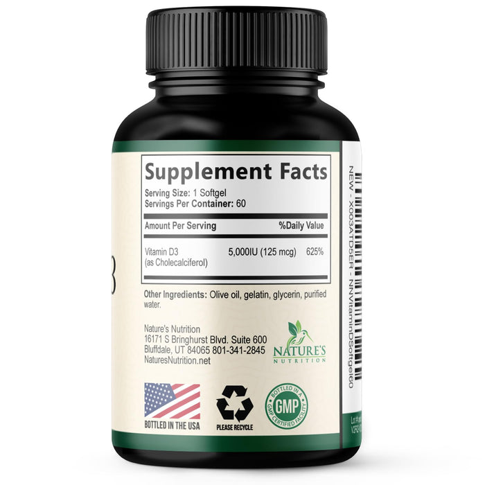 Vitamin D3 5000IU (125 mcg) – 60 Count