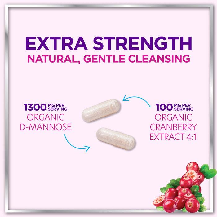 D-Mannose 1300mg with Cranberry - Urinary Tract Support - 60 Capsules