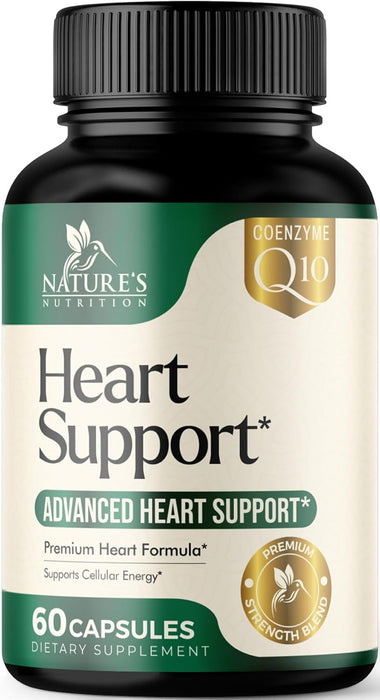 Heart Supplements 1650mg for Heart Health Support with CoQ10, L-Arginine, Magnesium, Hawthorn - 22 Natural Heart Vitamins & Extracts to Support Nitric Oxide & Energy Production, and More - 60 Capsules