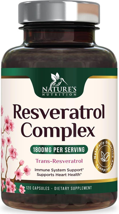 Resveratrol 1800mg Per Serving - Potent Antioxidants for Immune Support - Extra Strength Trans-Resveratrol Supplement Supports Healthy Aging & Heart Health - from Natural Polygonum Root