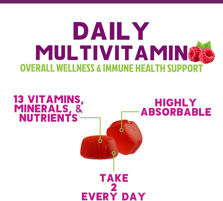 Multivitamin Gummies for Adults, Daily Gummy Vitamins & Minerals for Women & Men, Immune Support Gummy Multivitamins Supplement, Adult Multi VIT Vitamin with Vitamins A, C, D3, B12, Zinc, 60 Gummies