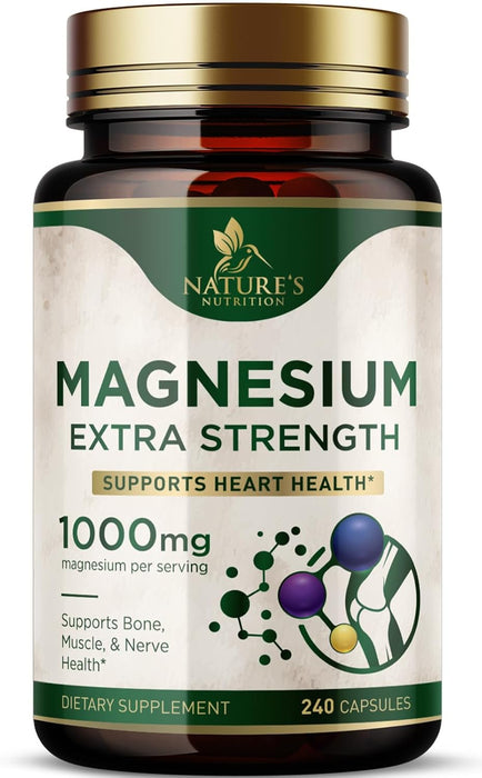 Magnesium Extra Strength 1000mg - Chelated for Max Absorption, Magnesium Capsules for Bone, Muscle & Heart Health Support