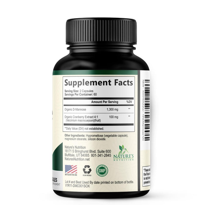 D-Mannose 1,350 mg with Cranberry & Hibiscus – 120 Capsules