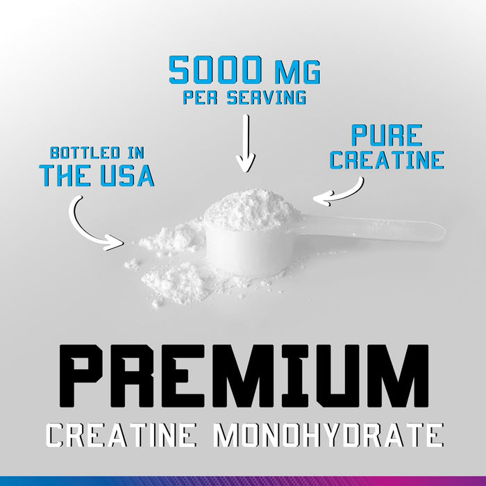 Creatine Monohydrate Powder 5000mg - Pure Micronized Creatine Mono Nutritional Supplement - Pre Workout for Energy & Muscle Support, Unflavored Monohydrate Powder, Bottled in USA - 60 Servings