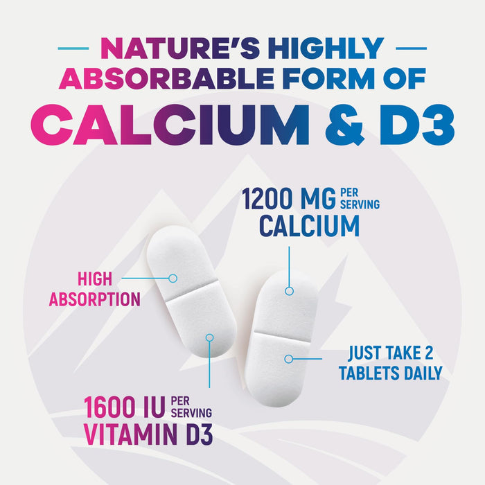Calcium 1200 mg with Vitamin D3 – 60 Tablets
