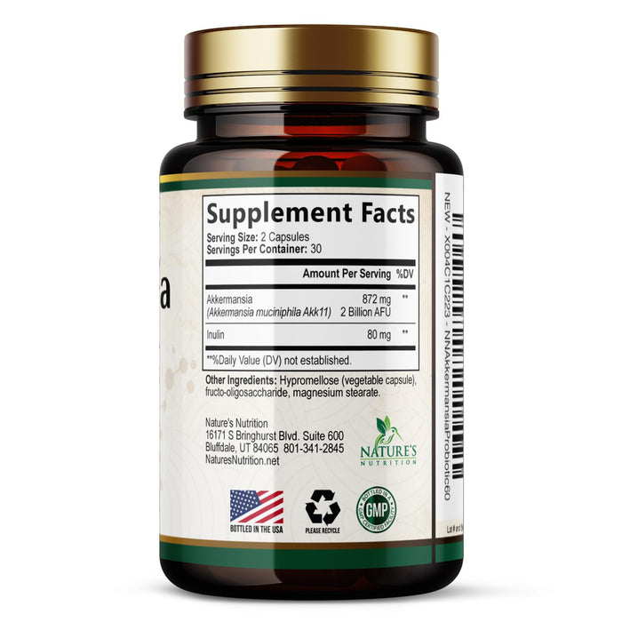 Akkermansia Probiotic Akkermansia Muciniphila GLP 1 Probiotics with Prebiotic – 60 Capsules