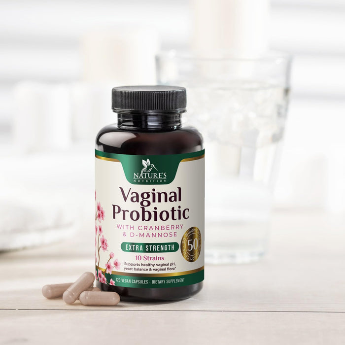 Vaginal Probiotics for Women - pH Balance, Digestive, UT & Feminine Health Support - 50 Billion CFU, 10 Probiotic Strains, Cranberry & Prebiotics - Vag Women Health Supplements - 120 Capsules