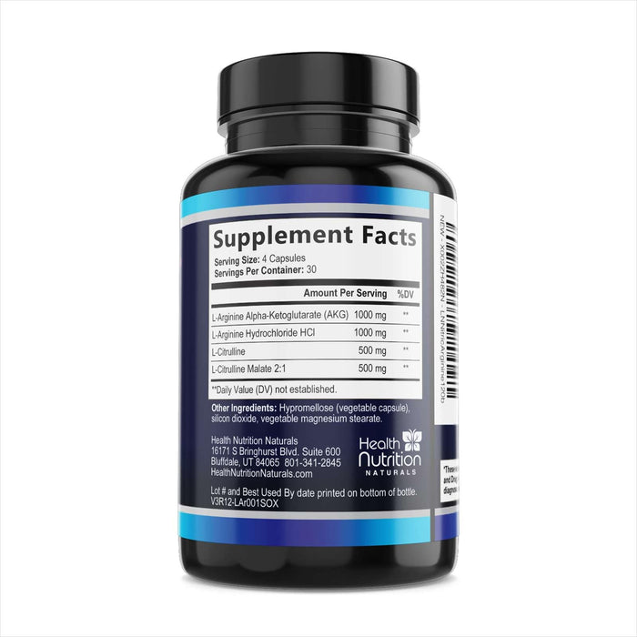 Nitric Oxide Formula with L-Arginine + Citrulline – 120 Capsules