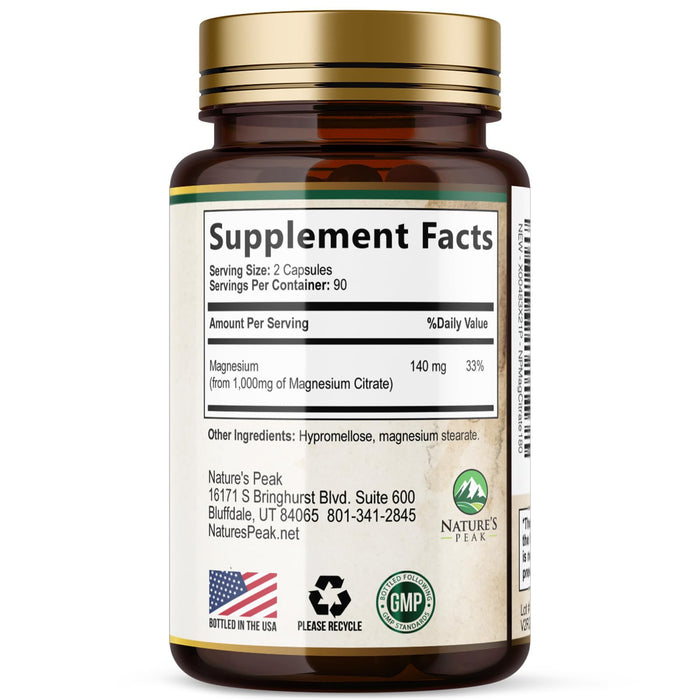 Magnesium Citrate 1000mg – 180 Capsules