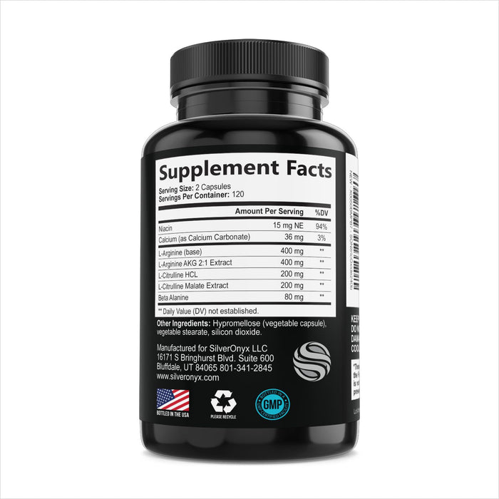 Nitric Oxide Booster with L-Arginine + Citrulline + Beta Alanine - 240 Capsules