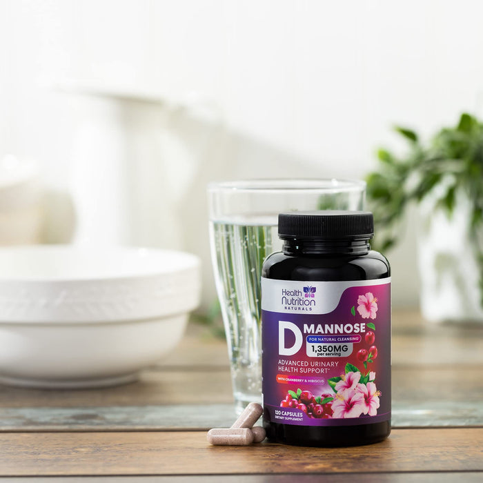 D-Mannose Supplement 1,350mg with Cranberry, Hibiscus & Dandelion - Fast-Acting, Natural Bladder & Urinary Tract Support for Women & Men â€“ Flush & Cleanse Impurities â€“ Non-GMO, Vegan â€“ 120 Capsules