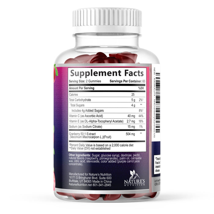Cranberry Gummies 50:1 Cranberry Extract – 25,000mg – 120 Gummies