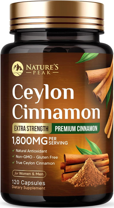 Organic Ceylon Cinnamon Capsules 1800mg - 3X Strength - 120 Capsules